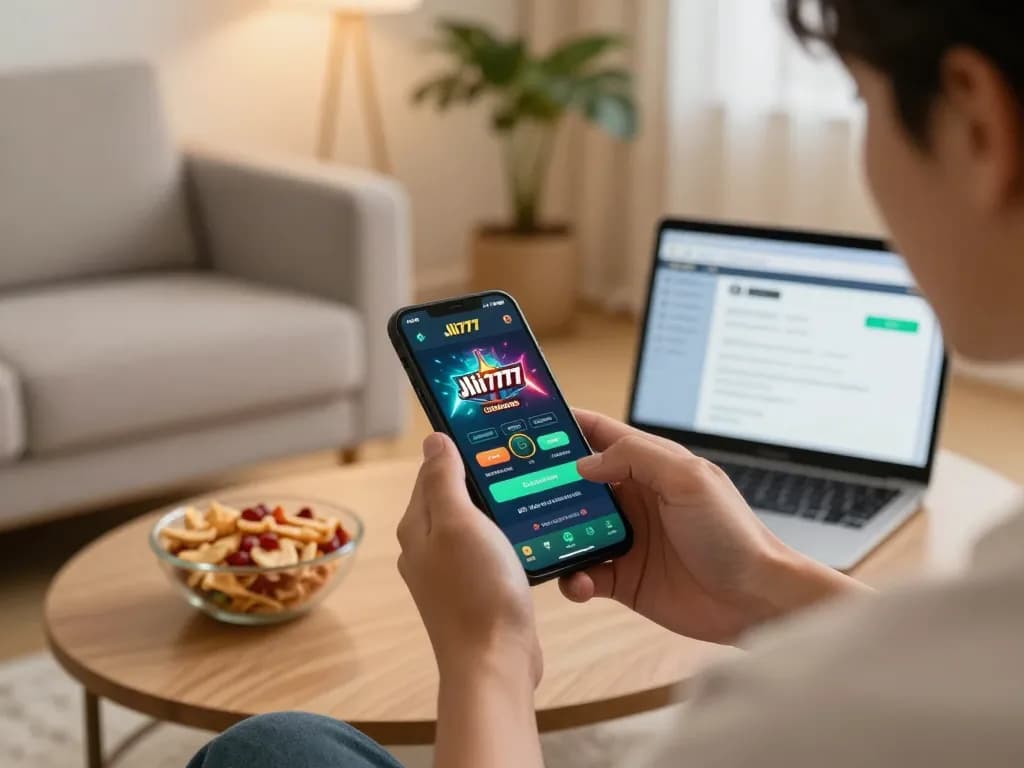 Engaging with the Jili777.fit mobile app for dynamic casino gaming experience on a smartphone.