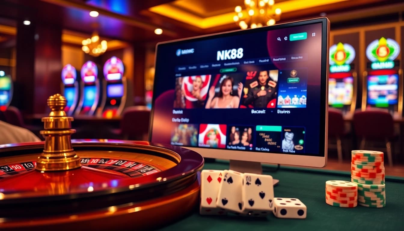 Engage with nk88 as players enjoy poker and roulette in a sophisticated casino setting.