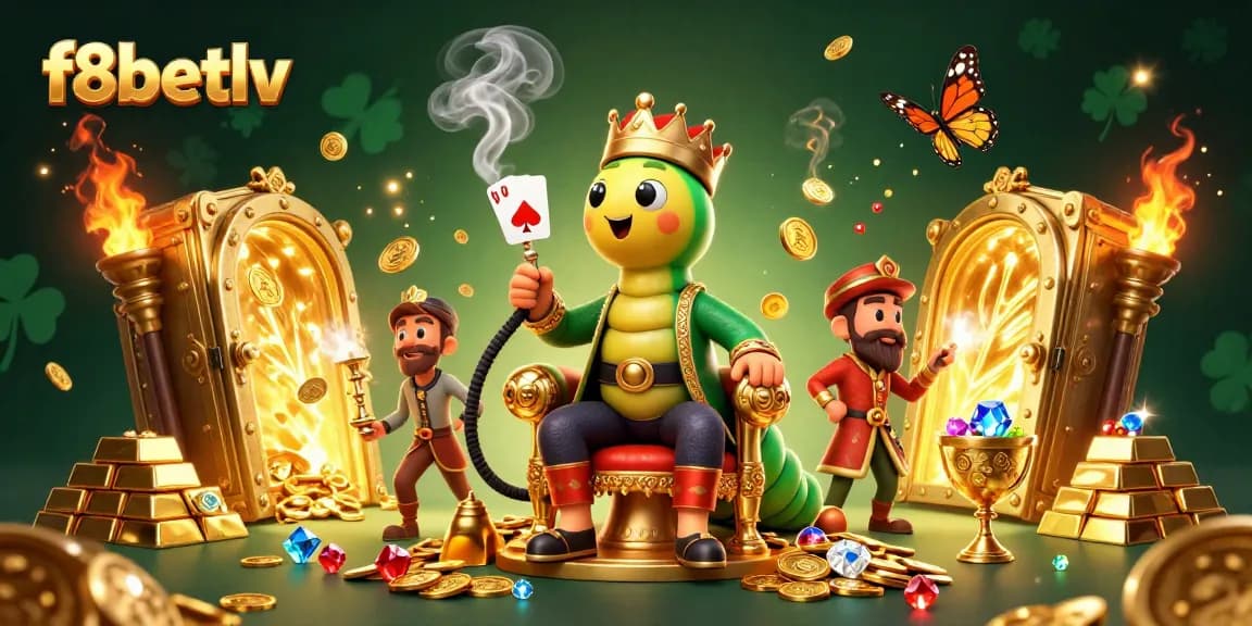Experience gaming excitement with f8betlv's vibrant casino illustration featuring a caterpillar master.