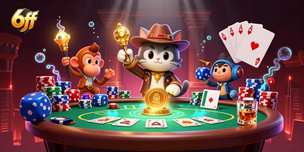 Engage in an exciting 6ff casino adventure with a cartoon archaeologist discovering treasures amidst vibrant gambling elements.