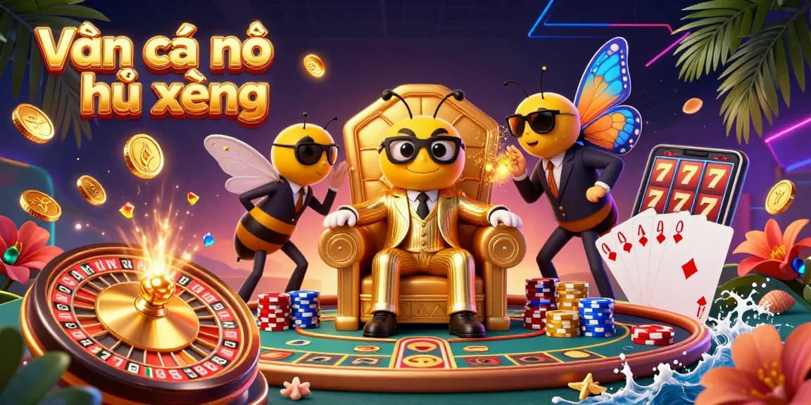 Experience thrills with Bạn cá nổ hũ xèng in a vibrant casino scene featuring colorful game elements.