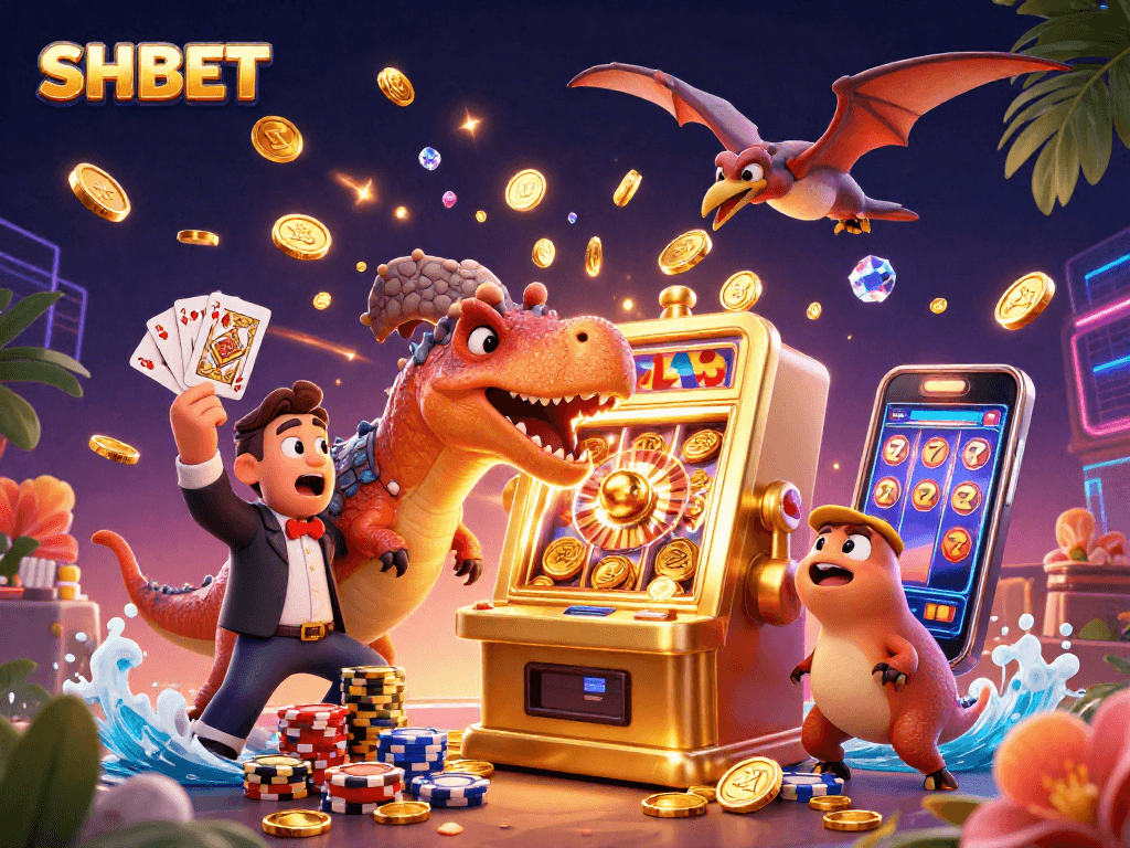 Join SHBET for jackpot fun with cartoon dinosaurs bringing excitement and winning vibes!