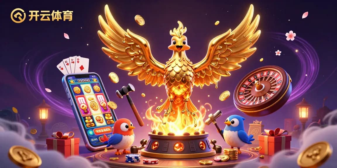 Experience thrilling gameplay with 开云体育 featuring a golden phoenix and vibrant casino elements in a captivating scene.