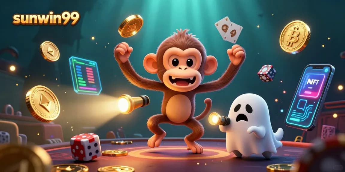 Experience thrilling gambling fun with sunwin99’s ghostly characters in a vibrant casino scene.