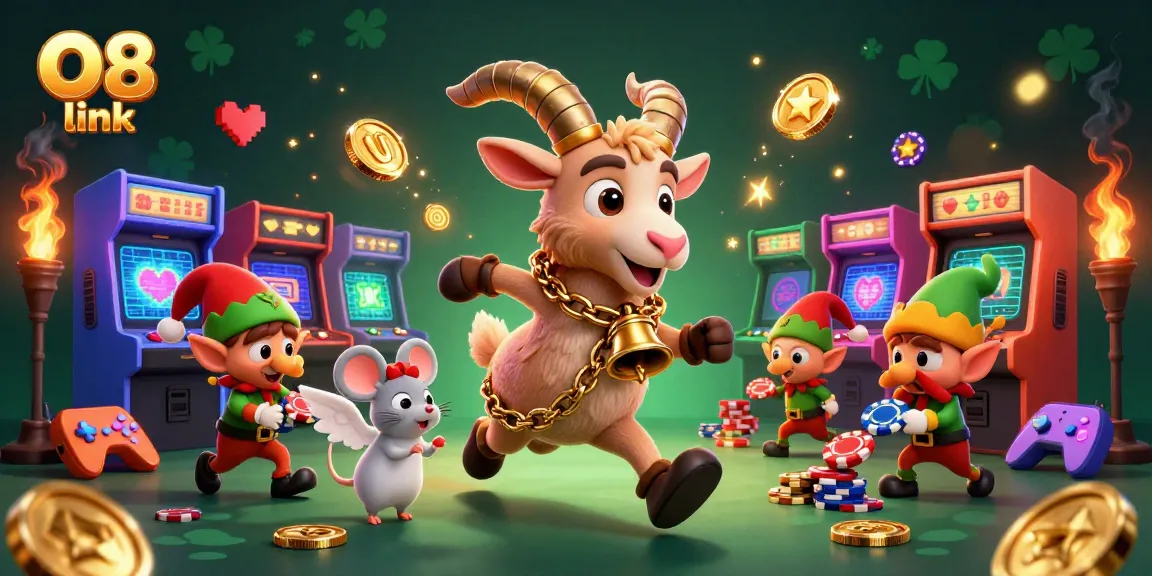 Engage with the O8 link in an exciting dynamic holiday-horror casino scene featuring Krampus and playful elves.