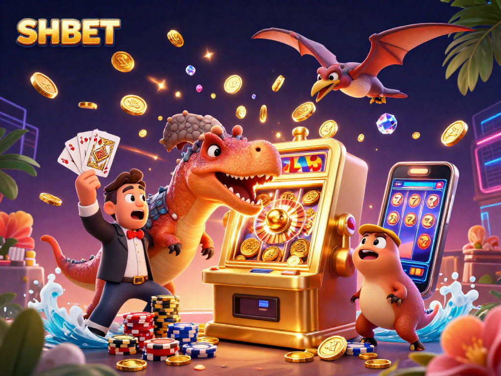 Join SHBET for jackpot fun with cartoon dinosaurs bringing excitement and winning vibes!