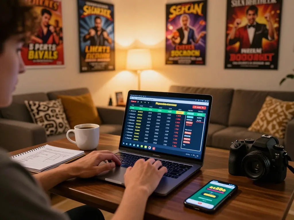 Betting enthusiast exploring sc88 online casino app on laptop while analyzing odds with notepad