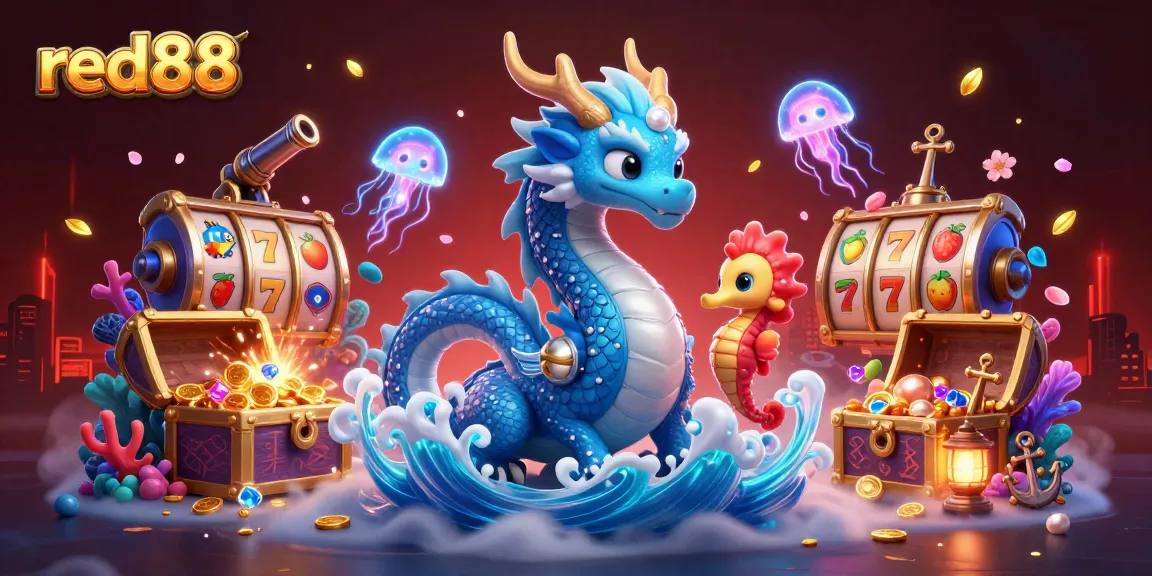 Experience thrilling slots and adventure with red88 in an enchanting underwater casino scene.