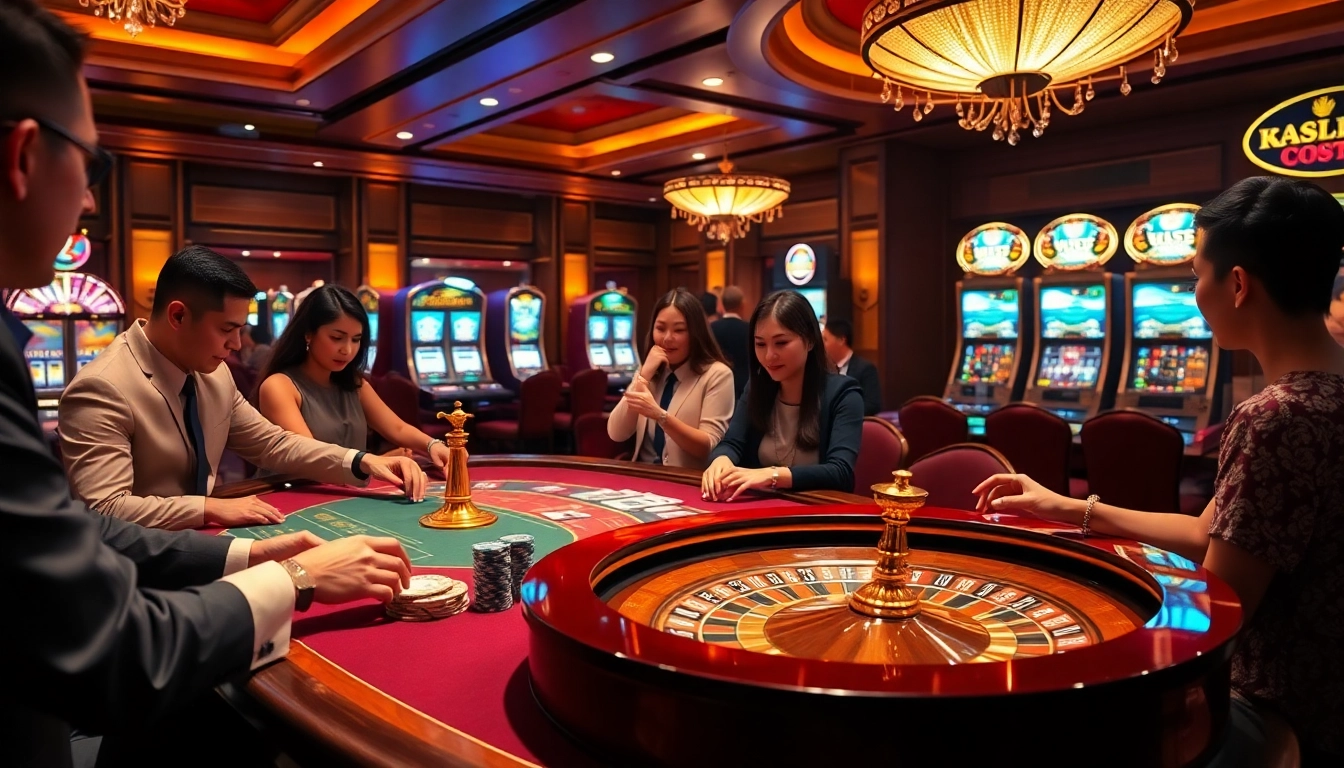 Experience the thrill of gambling at https://rr8888.in.net/ with a luxurious casino scene featuring poker chips, roulette, and excited players.