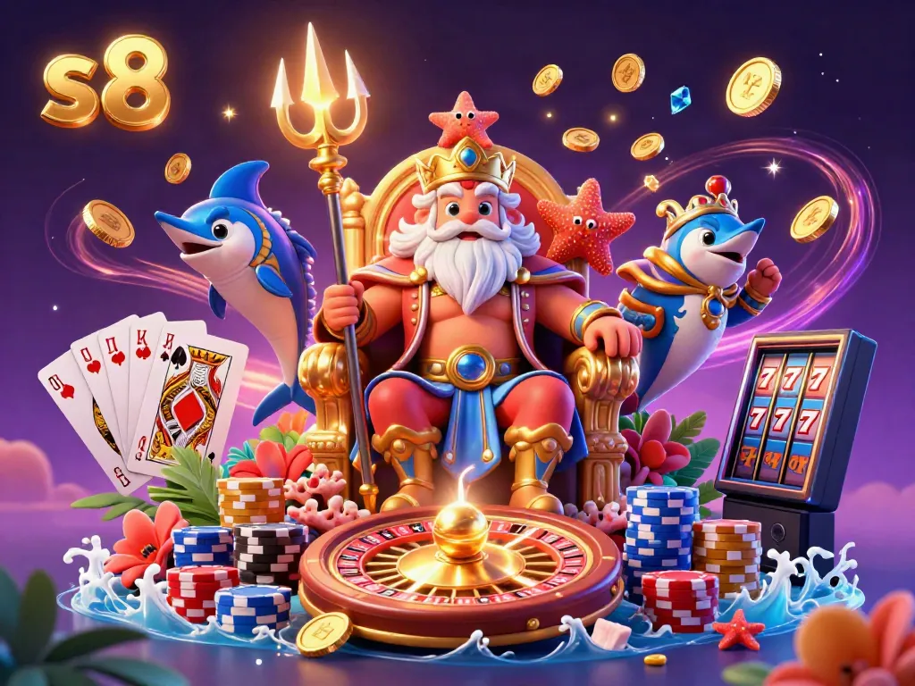 Experience thrilling slots and casino games with s8's vibrant underwater illustration.