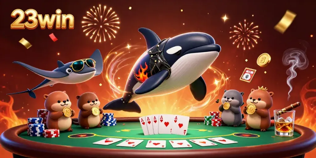 23win offers exciting winnings in a vibrant casino scene featuring dynamic characters.