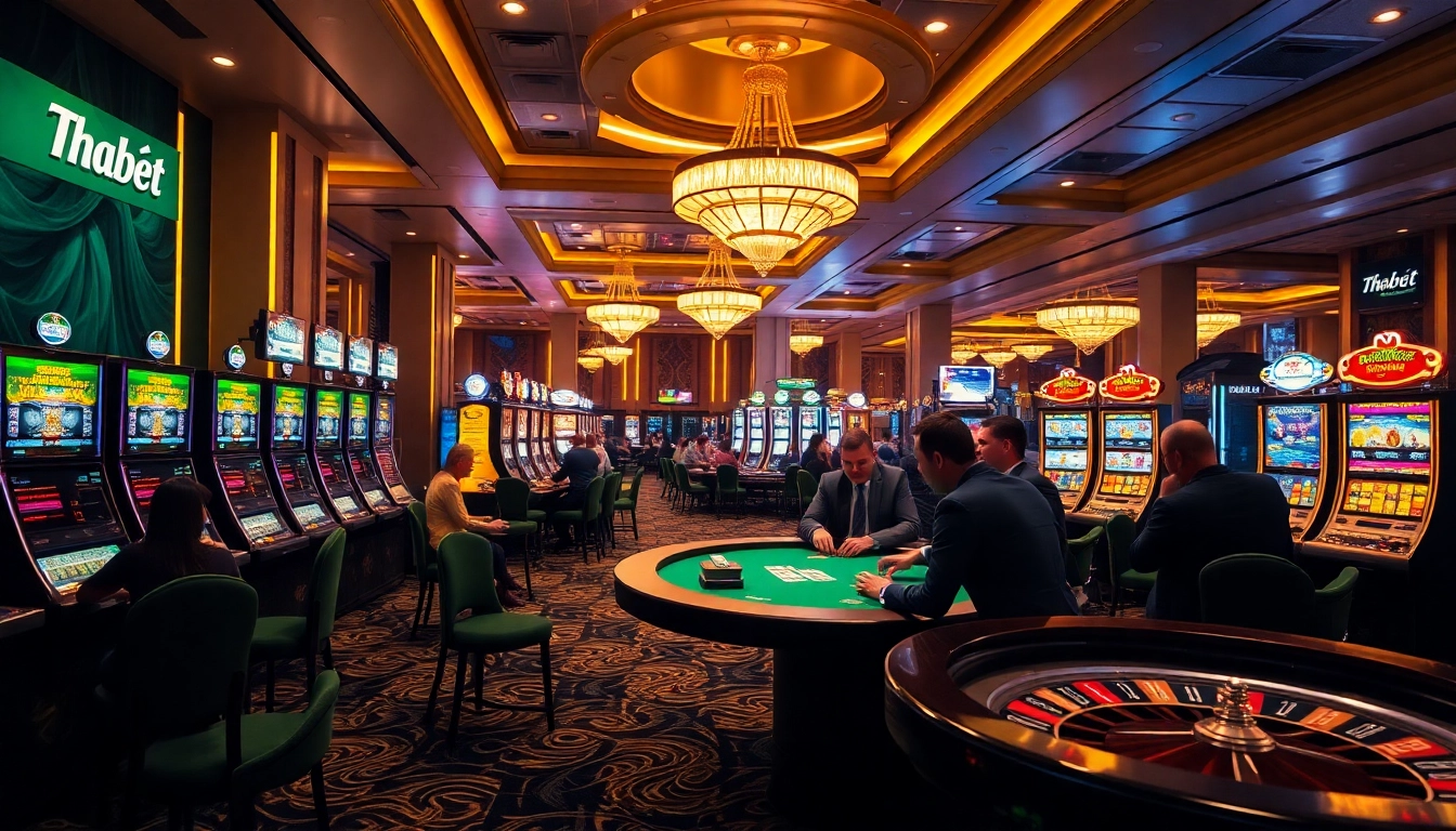 THABET players enjoying a spirited game of poker in a luxurious casino setting.
