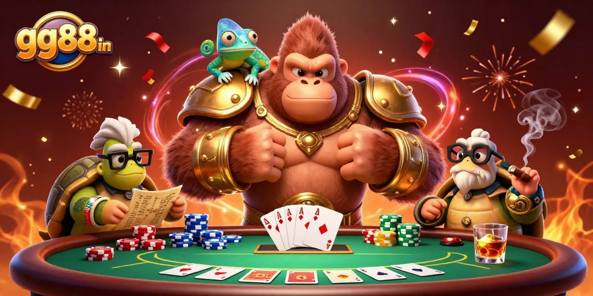 Experience fortune and excitement with gg88 in thrilling casino action, vibrant characters, and poker elements.