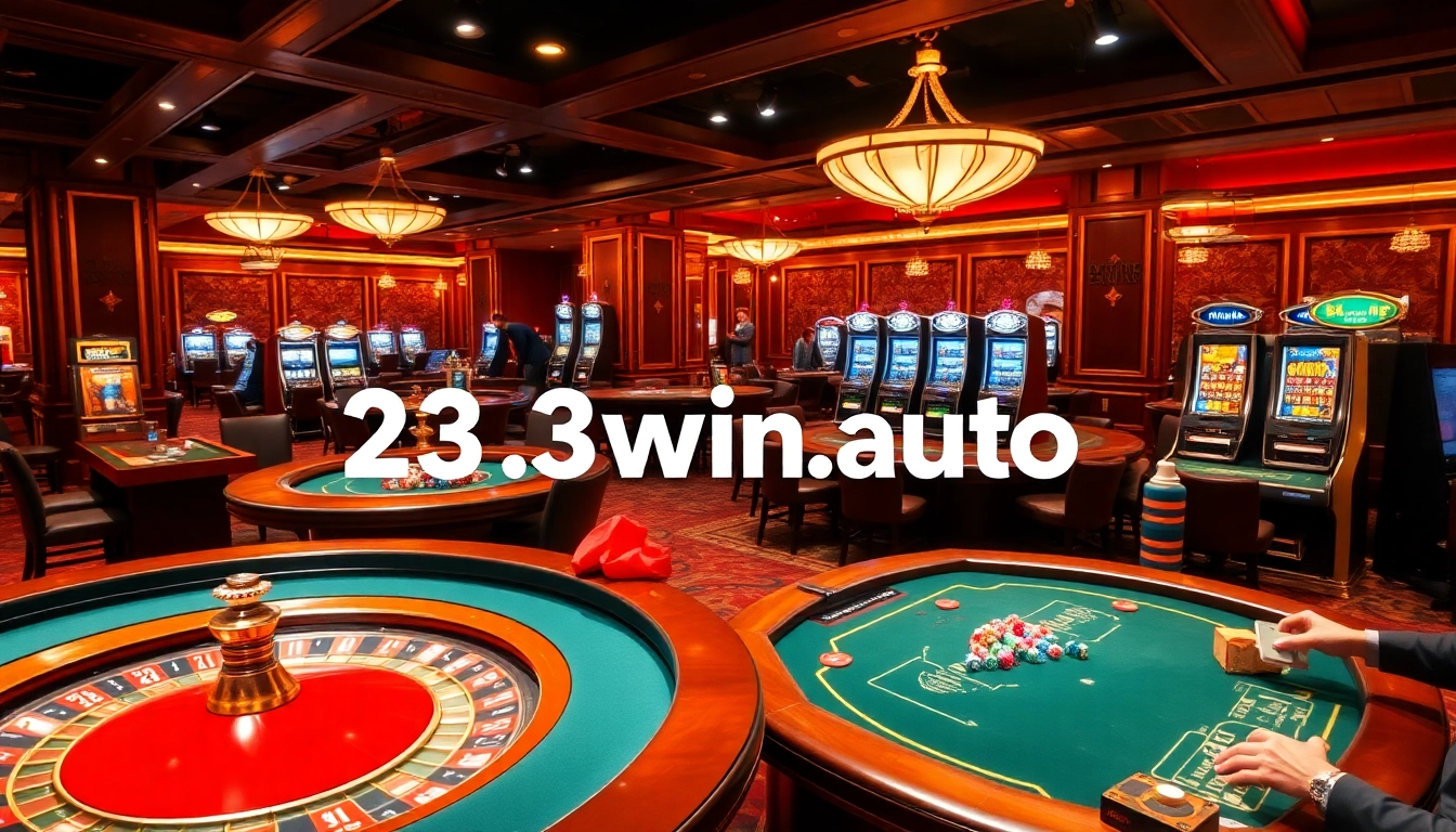Engaged players at a glamorous casino embody the thrill of 23win.autos betting and gaming.