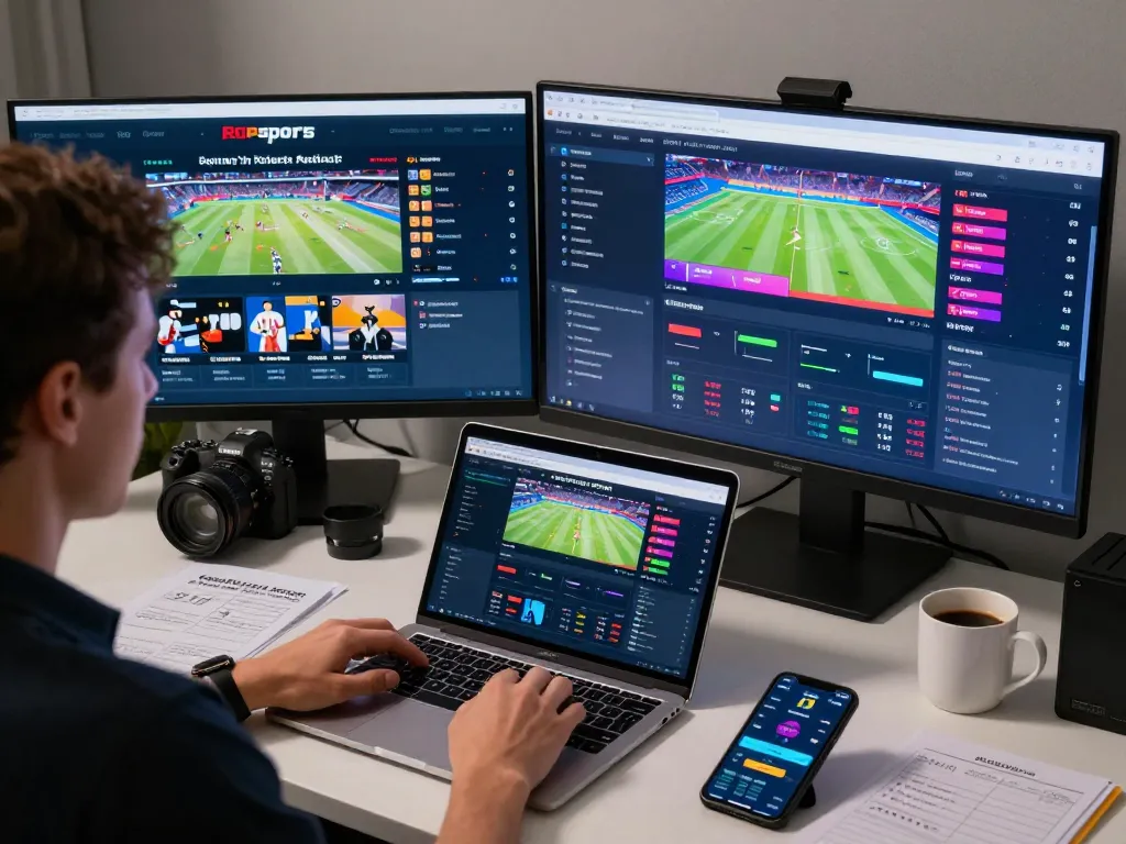 Engaging in online sports betting at https://f168.sarl/ with multiple screens showcasing dynamic odds and statistics