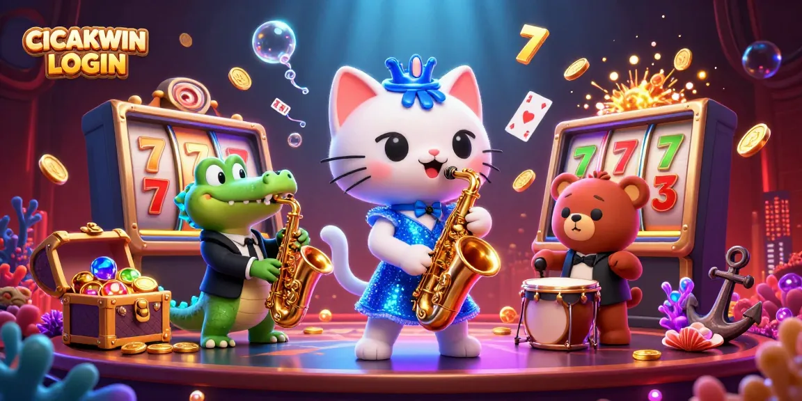 Experience thrilling wins in the dazzling scene of CICAKWIN LOGIN where vibrant characters celebrate casino excitement.