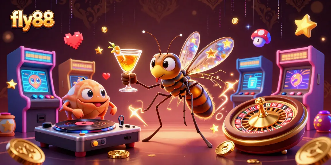 Experience thrilling wins at fly88 with a vibrant casino scene featuring unique characters.