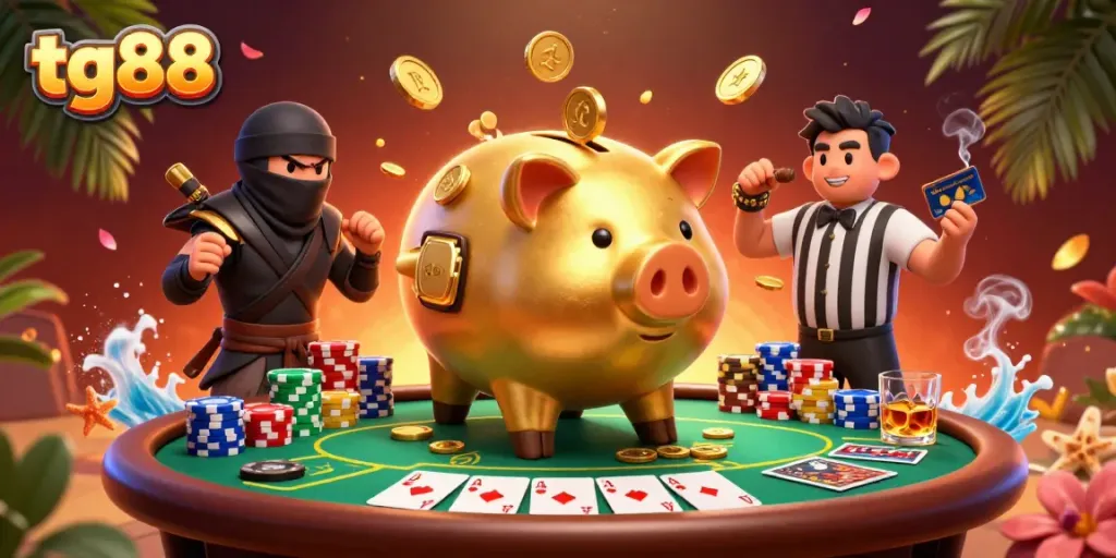 Experience the excitement of tg88 with dynamic gambling characters in a vibrant casino scene.