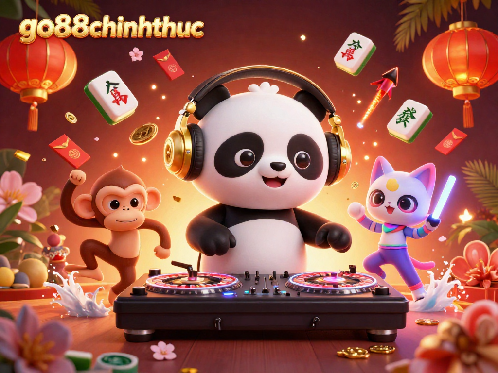 Experience vibrant gaming with go88chinhthuc in a lively casino scene filled with engaging 3D characters and exciting elements.