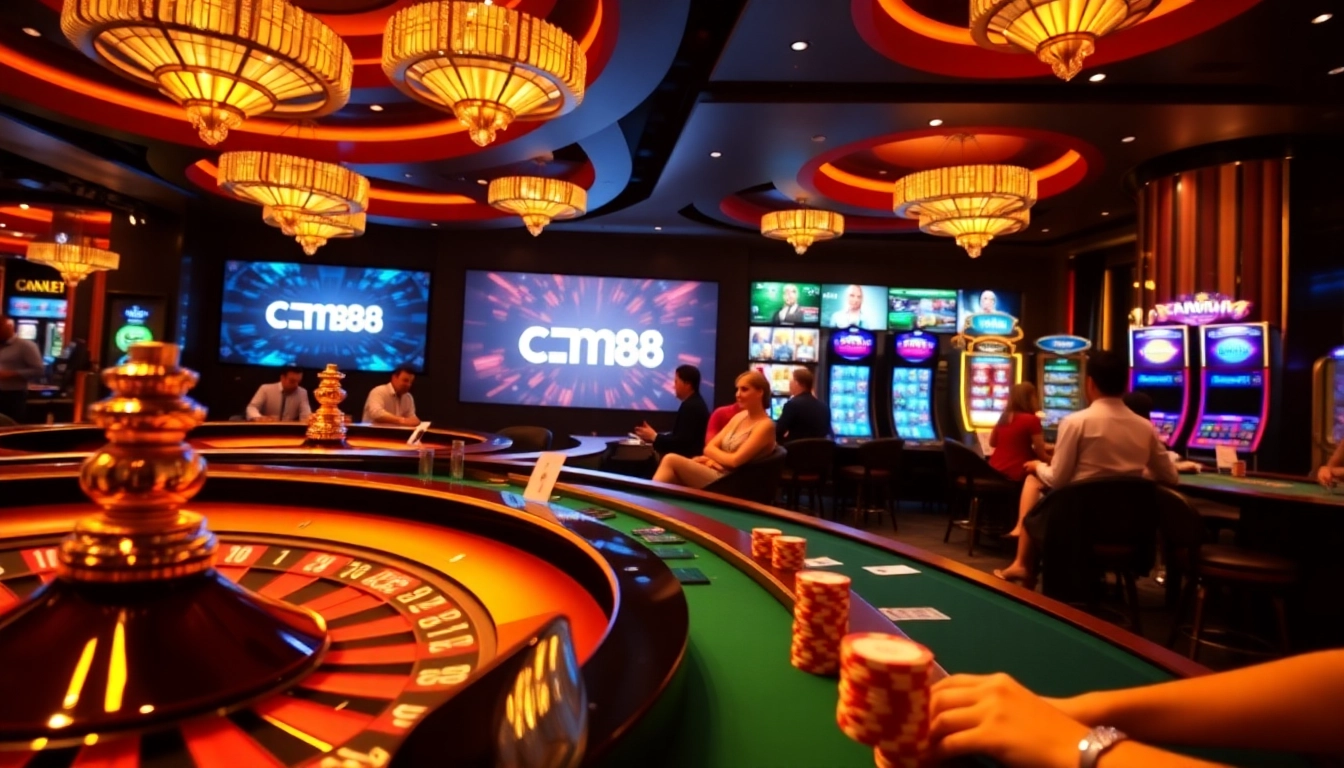 Experience the excitement of cm88 com with vibrant casino tables and engaging gambling activities.