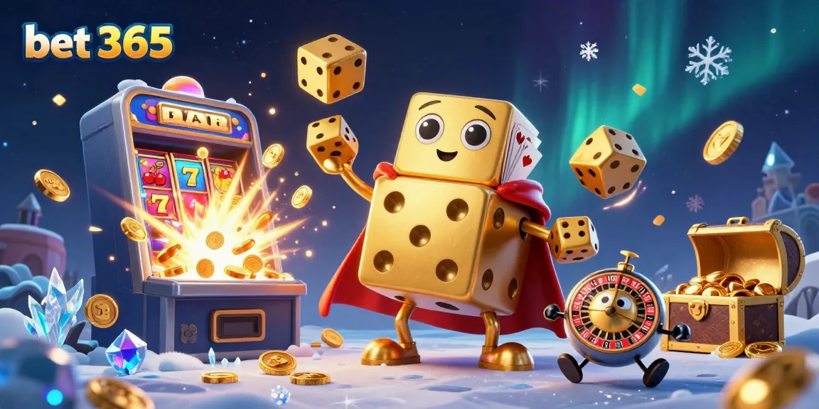 Engage with bet 365's vibrant 3D casino scene showcasing golden dice and jackpot excitement!