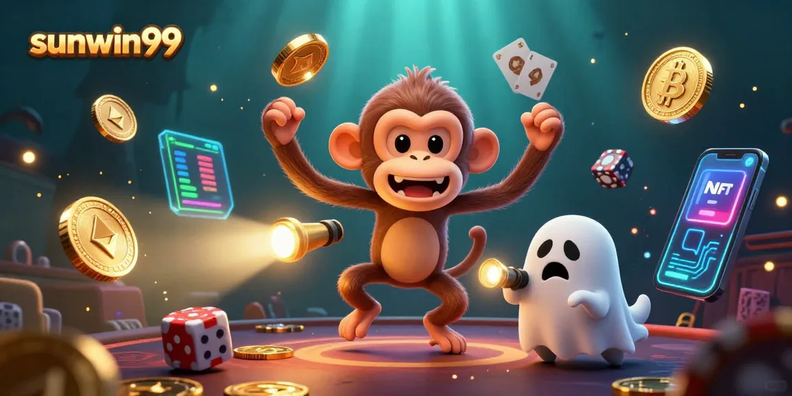 Experience thrilling gambling fun with sunwin99’s ghostly characters in a vibrant casino scene.