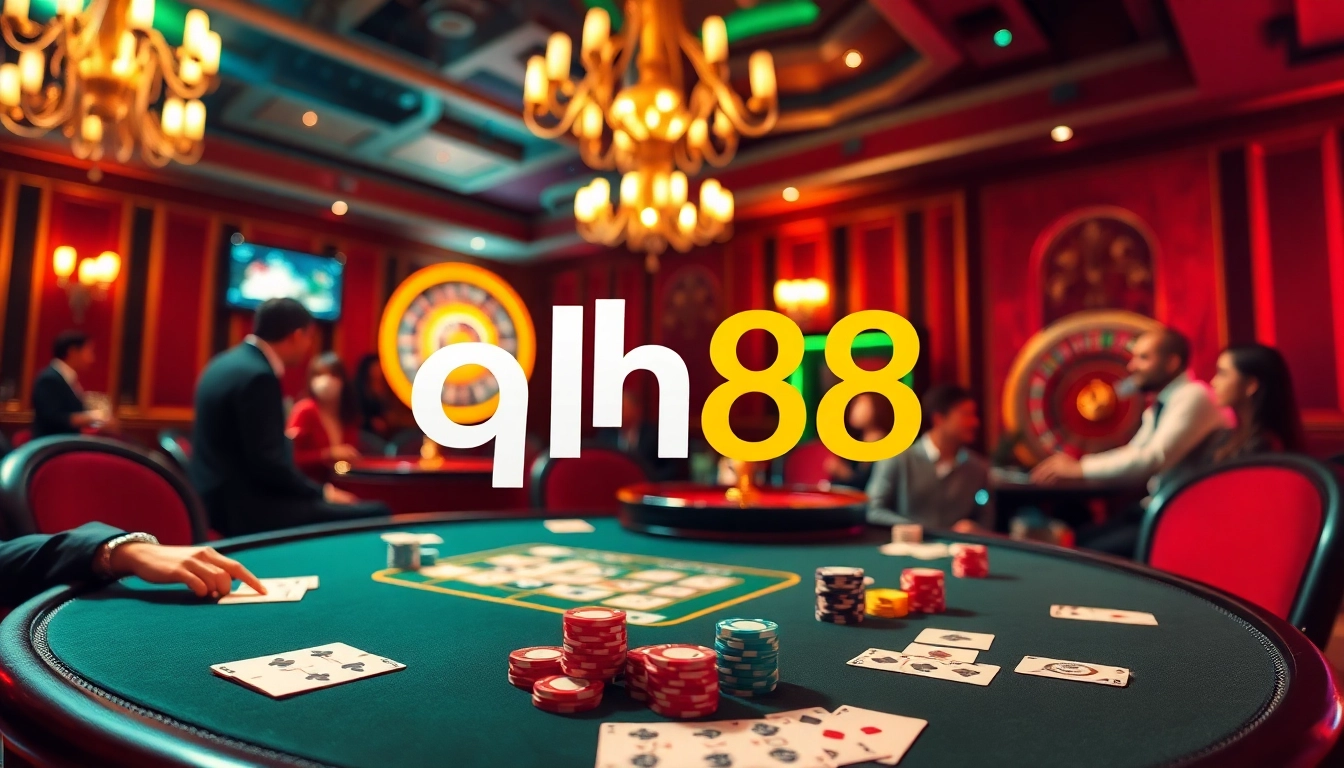 Experience the thrill of qh88 with vibrant casino elements showcased in an elegant setting.
