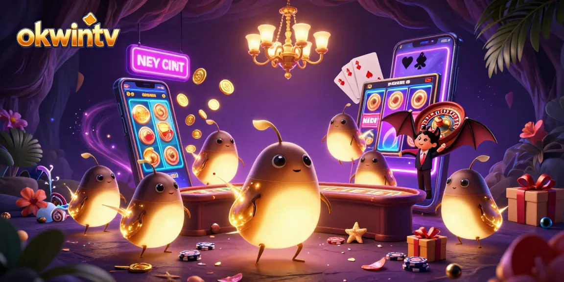 Play exciting games on okwintv with vibrant glowing glowworms lighting the cave casino scene.