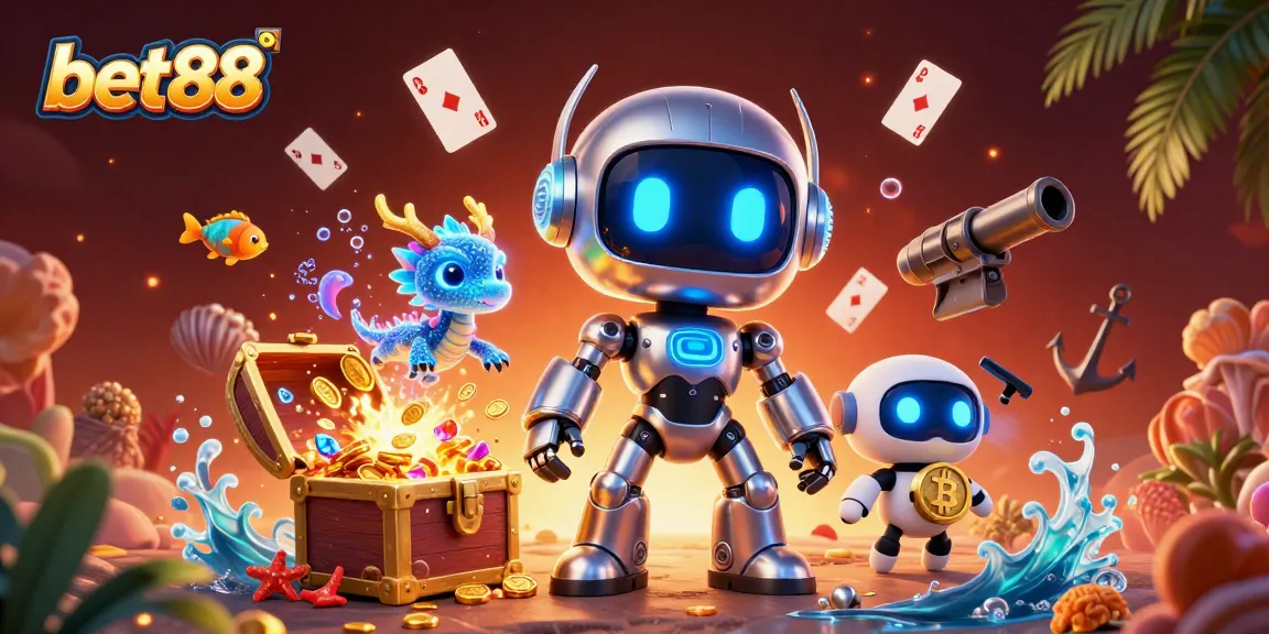 Bet88 players enjoy dynamic slots and gaming experiences in a vibrant 3D casino world.