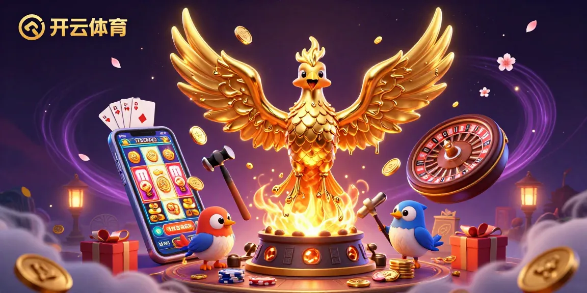 Experience thrilling gameplay with 开云体育 featuring a golden phoenix and vibrant casino elements in a captivating scene.