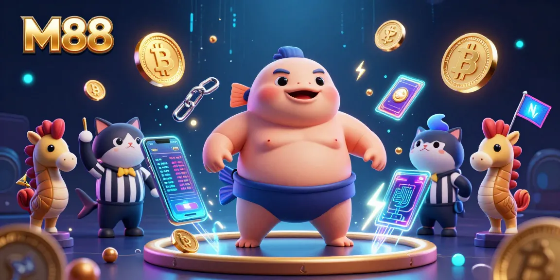Engage with M88's exciting underwater casino scene featuring fugu and crypto elements.