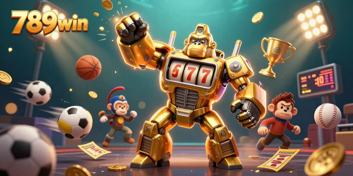 Experience the thrill of winning at 789win with a dynamic 3D gambling illustration showcasing exciting casino elements.